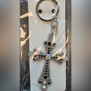Elegant Silver Cross Keychain